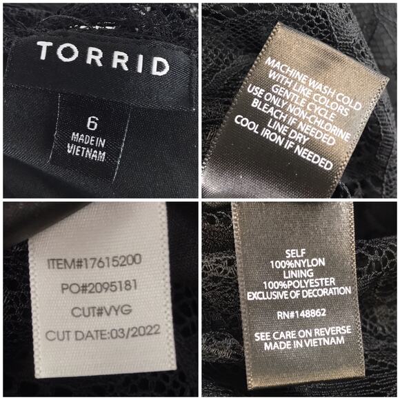 Torrid Peplum Lace Ruffle Sleeve Top Black Boho Romantic Gothic Plus Size 6X - Picture 12 of 12